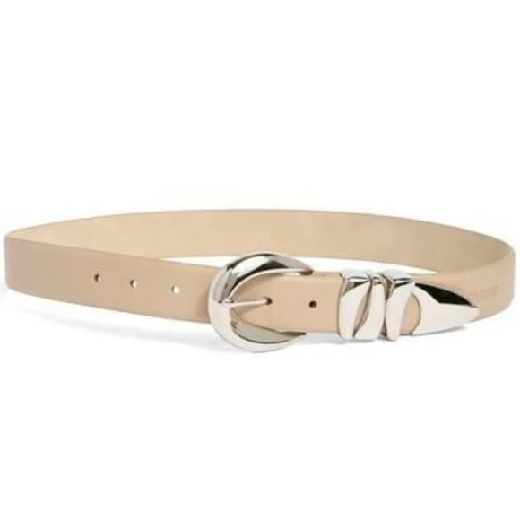 Vince Camuto Women's Sculptural Sand Faux Leather Belt Silver Buckle Size XL - Picture 2 of 9